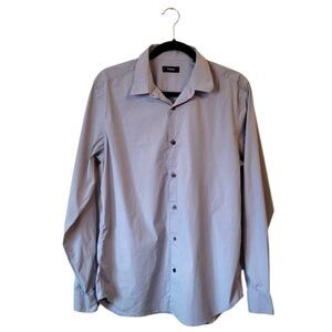 Theory Men's Grey Blue Stretch Weave Button Down Shirt Size L
